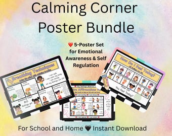 Emotional Support Poster Bundle for Kids | Calm Down Corner Printable Set | Feelings, Breathing, Affirmations | Classroom + Home