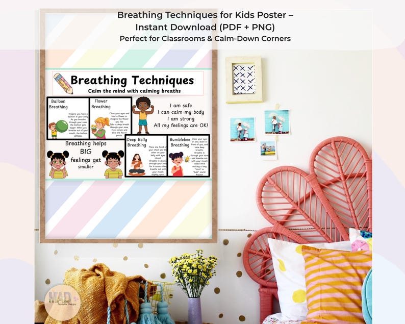 Breathing Techniques Poster for Kids • Calm Down Corner Printable ...