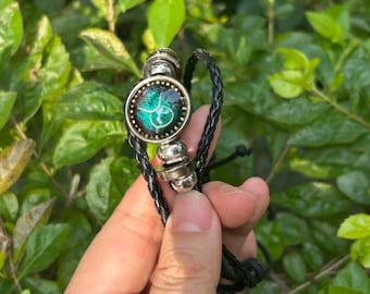 Pulsera de cuero ajustable con el signo zodiacal Tauro, regalo exclusivo, joyería astrológica, pulsera personalizada con constelación para hombres y mujeres.