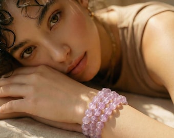 Natural Amethyst Bracelet 16mm Purple Crystal Beads  Healing Energy  Calming Spiritual Jewelry   spiritual energy purple  birthday gift