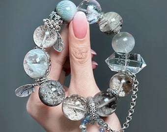 Angel Wings Bracelet – Clear Quartz & Celestial White Rutile Crystal Bracelet