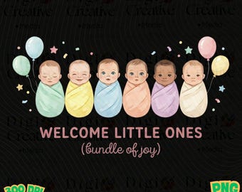 Bienvenidos Pequeños, Paquete de Alegría PNG, Anuncio de Bebé, Clipart de Guardería, Descarga Digital