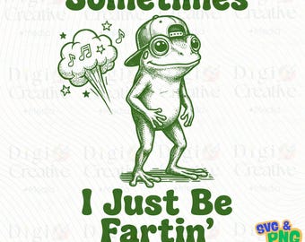 Meme de rana pedorreándose PNG, diseño de camiseta divertido (descarga digital)