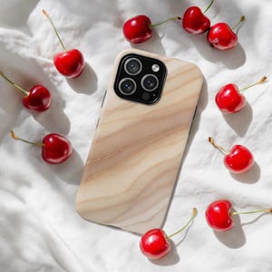 Valentine's Day Gift for Her Beige Marble iPhone 17 16 15 Pro Max Case Neutral Stone Aesthetic Minimalist Luxury Gemstone Tough Phone Cover