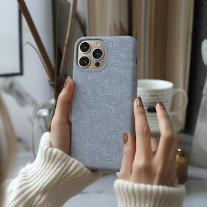 Valentine's Day Gift for Him Topographic Map iPhone 17 16 15 Pro Max Case Rugged Dual Layer Adventure Hiking Topo Map Gift for Boyfriend
