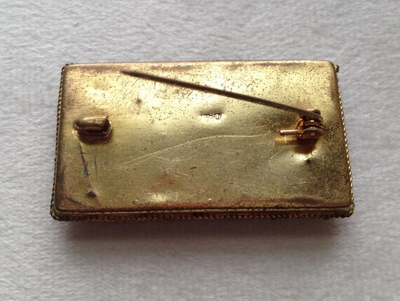 Antique Rectangular Micro Mosaic Floral Brooch / … - image 14