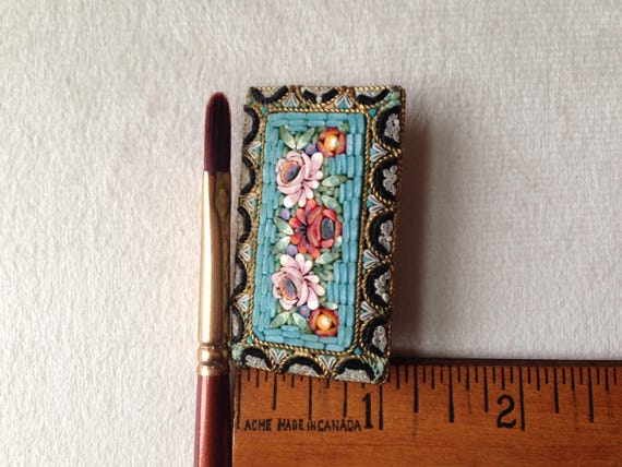 Antique Rectangular Micro Mosaic Floral Brooch / … - image 7
