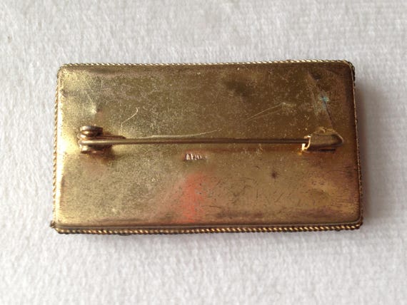 Antique Rectangular Micro Mosaic Floral Brooch / … - image 5