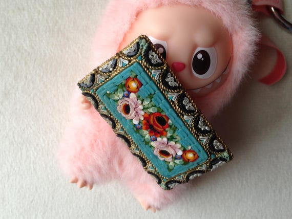 Antique Rectangular Micro Mosaic Floral Brooch / … - image 8