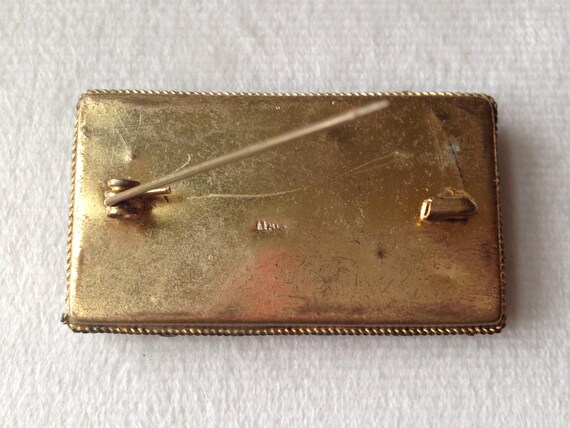 Antique Rectangular Micro Mosaic Floral Brooch / … - image 13