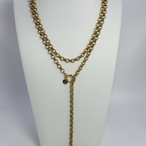 18k Gold Plated Wrap Lariat Necklace – Minimalist Stainless Steel Y-Necklace