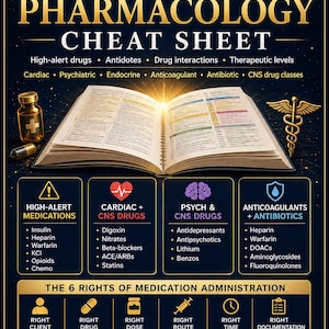 NCLEX-spiekbriefje farmacologie pdf | Gids voor high-capacity geneesmiddelen, antidota, interacties, aantekeningen verpleegkunde, voorbereiding RN-onderzoek afdrukbaar