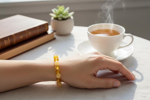 Solar Plexus Chakra 8mm Bracelet | Citrine & Yellow Jade Beaded Bracelet