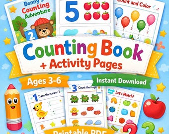 Edukacyjna książka do nauki liczenia dla dzieci | E-book do nauki liczenia do druku w formacie PDF i ze stronami z ćwiczeniami | Nauka liczenia w przedszkolu