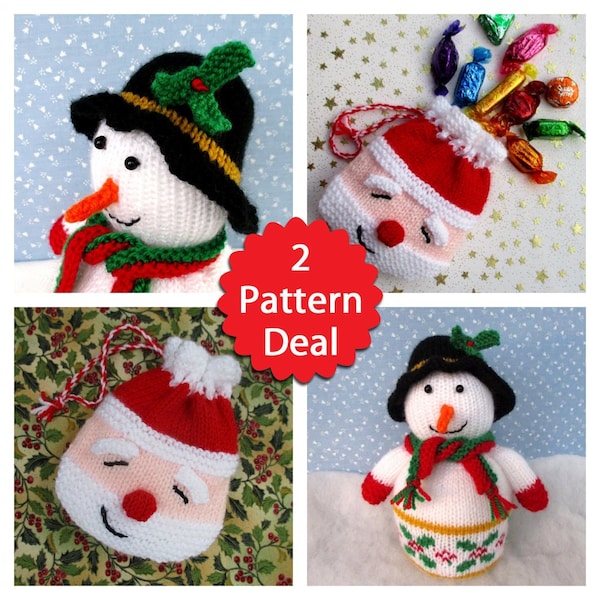 SPECIAL OFFER - Secret Santa Goody Bag and Mr Holly the Snowman - Christmas knitting pattern deal - PDF Instant Download