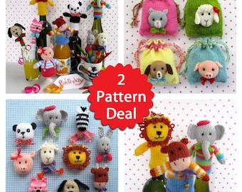 SPECIAL OFFER - Animal Party Fun - 10 animal heads for party accessories  - knitting pattern deal - PDF Instant Download