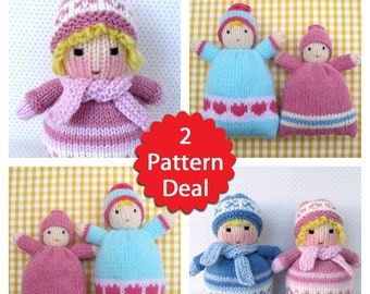 SPECIAL OFFER - Little Sweethearts and Snug Babies - cuddly Baby Bunting toy doll in 2 sizes - knitting pattern deal - PDF Instant Download