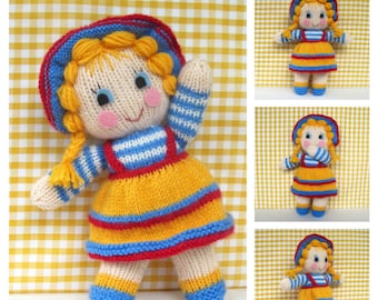 Sunny Sally - doll knitting pattern - PDF Instant Download