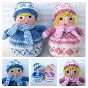 Snug Babies - knitted flat on 2 needles - DK yarn - cuddly baby toy doll knitting pattern - PDF Instant Download