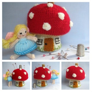 Toadstool Pincushion and Fairy pinkeep knitting pattern PDF Instant Download image 1