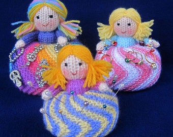 Twirling Doughnut Dolls - toy doll or pincushion knitting pattern - PDF Instant Download