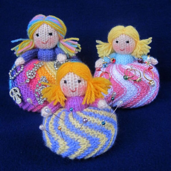 Twirling Doughnut Dolls - toy doll or pincushion knitting pattern - PDF Instant Download