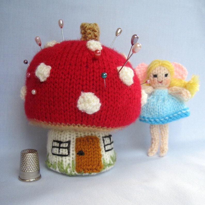 Toadstool Pincushion and Fairy pinkeep knitting pattern PDF Instant Download image 2