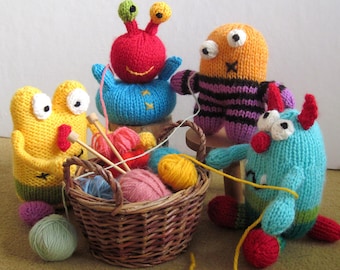 Little Monsters - alien knitting pattern toy - PDF Instant Download