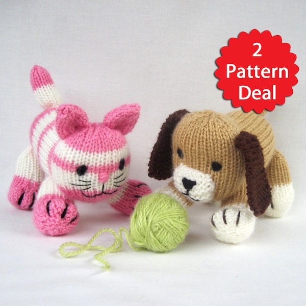 SPECIAL OFFER - Cupcake and Muffin - toy cat and dog knitting pattern deal - PDF Instant Download