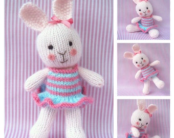 Candytuft - toy bunny rabbit knitting pattern - PDF Instant Download