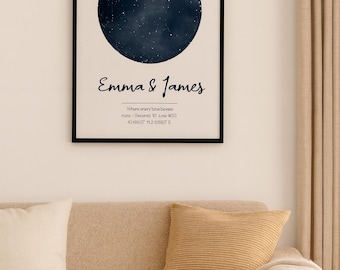 Impresión personalizada de mapa estelar: regalo personalizado de cielo nocturno (descarga digital)