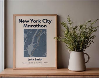 New York City Marathon Map Framed Poster – Personalized Runner Gift