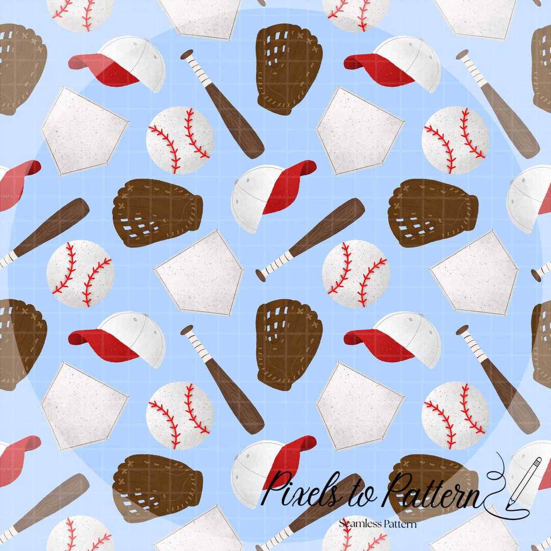 Baseball Seamless Pattern | Sporty Digital Paper | Commercial Use PNG ...