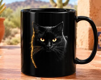 Black Cat Golden Eyes Mug