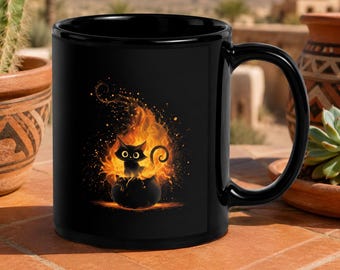 Little Familiar Big Trouble Mug, Whimsical Ceramic Coffee Cup