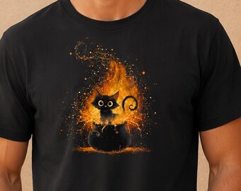 Little Familiar Big Trouble T-Shirt, Whimsical Halloween Tee