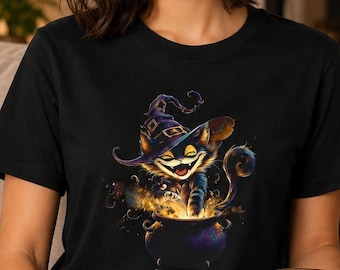 Witchy Cat Mischief T-Shirt, Magical Cat Lover Tee