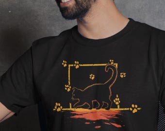 Minimal Black Cat T-Shirt | Unknown Feral Cat Night Tee