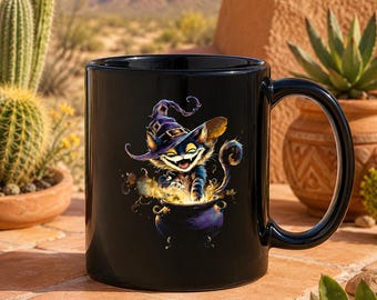 Witchy Cat Mischief Mug, Magical Cat Lover Gift