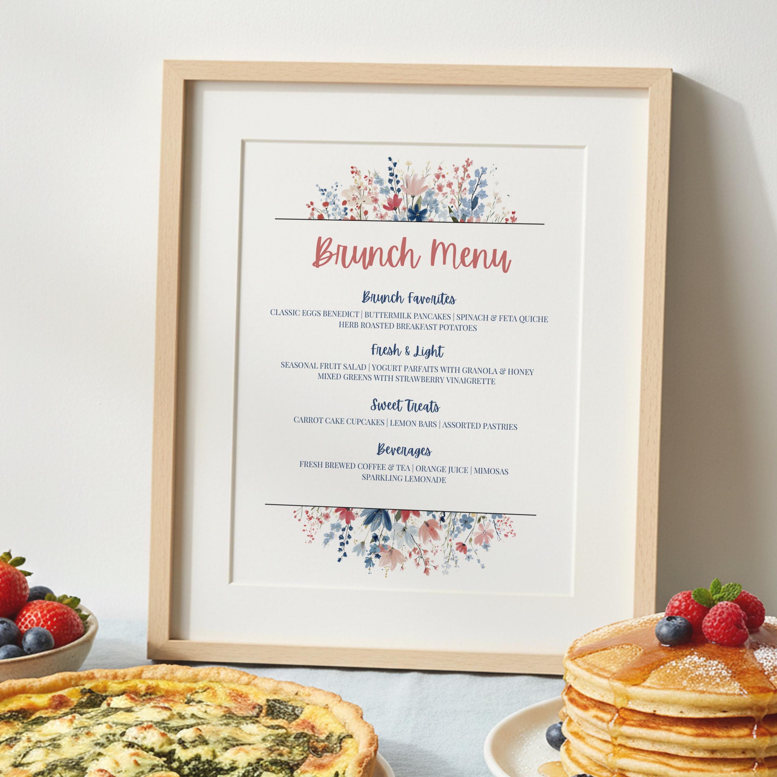 Simple Spring Menu Template Floral Easter Brunch Menu | Printable Spring Menu Template (INSTANT ...