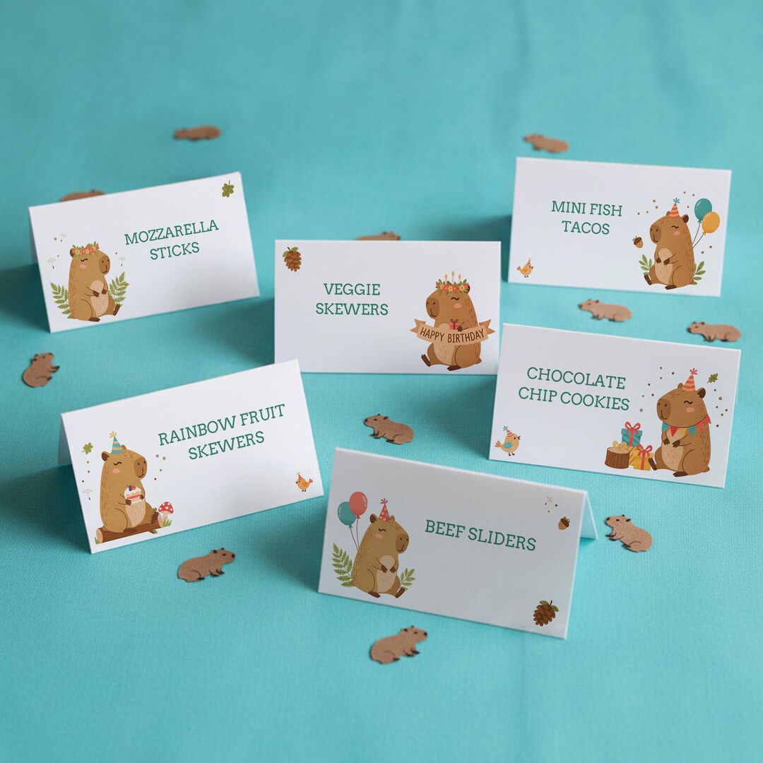 Capybara Food Labels Template | Capy Birthday | Editable Template ...