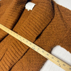 Anthropologie Textured Shawl Collar Cardigan Rust Orange Cozy Knit XS image 4
