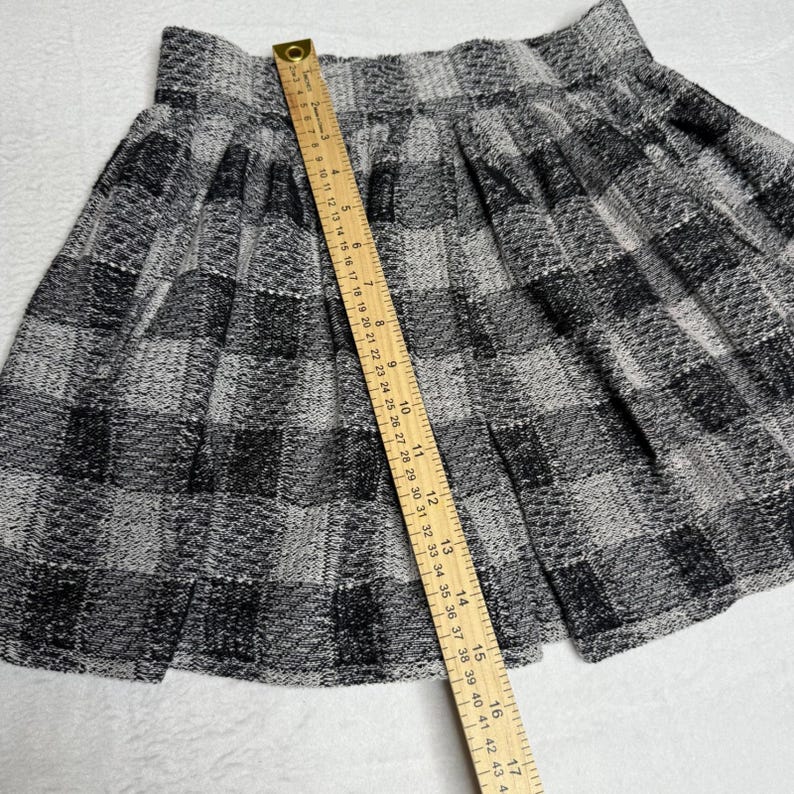 Free People Holly Golighly Plaid Pleated Mini Skirt Black White Boho Size XS image 6