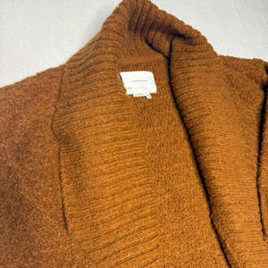 Anthropologie Textured Shawl Collar Cardigan Rust Orange Cozy Knit XS image 1