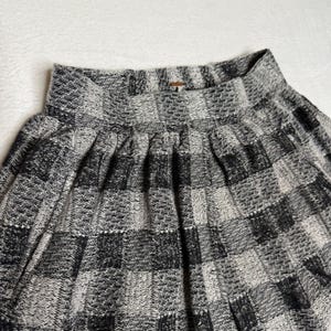 Free People Holly Golighly Plaid Pleated Mini Skirt Black White Boho Size XS image 2