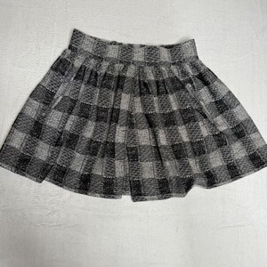 Free People Holly Golighly Plaid Pleated Mini Skirt Black White Boho Size XS image 4