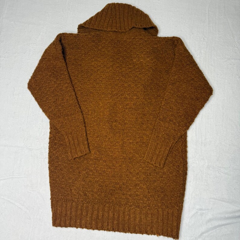 Anthropologie Textured Shawl Collar Cardigan Rust Orange Cozy Knit XS image 7