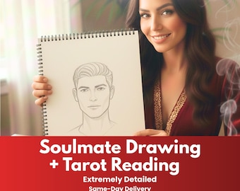 Dessin de l'âme soeur + lecture du tarot, croquis et traits de caractère du futur mari, aperçu du zodiaque, portrait de l'âme soeur, visage aux flammes jumelles