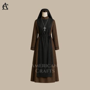 brown nun dress HighPeak Pet Nun Costume – Funny Halloween Cat & Small Dog Outfit main image 0