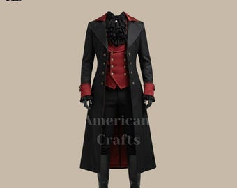 Victorian Gothic Coat Men | Vampire Tailcoat Costume | Steampunk Long Coat | Custom Historical Jacket | Handmade Gothic Fashion